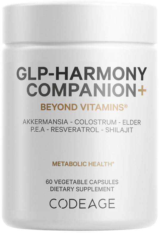 Codeage GLP-Harmony Companion+ bottle front for daily supplementation planning.
