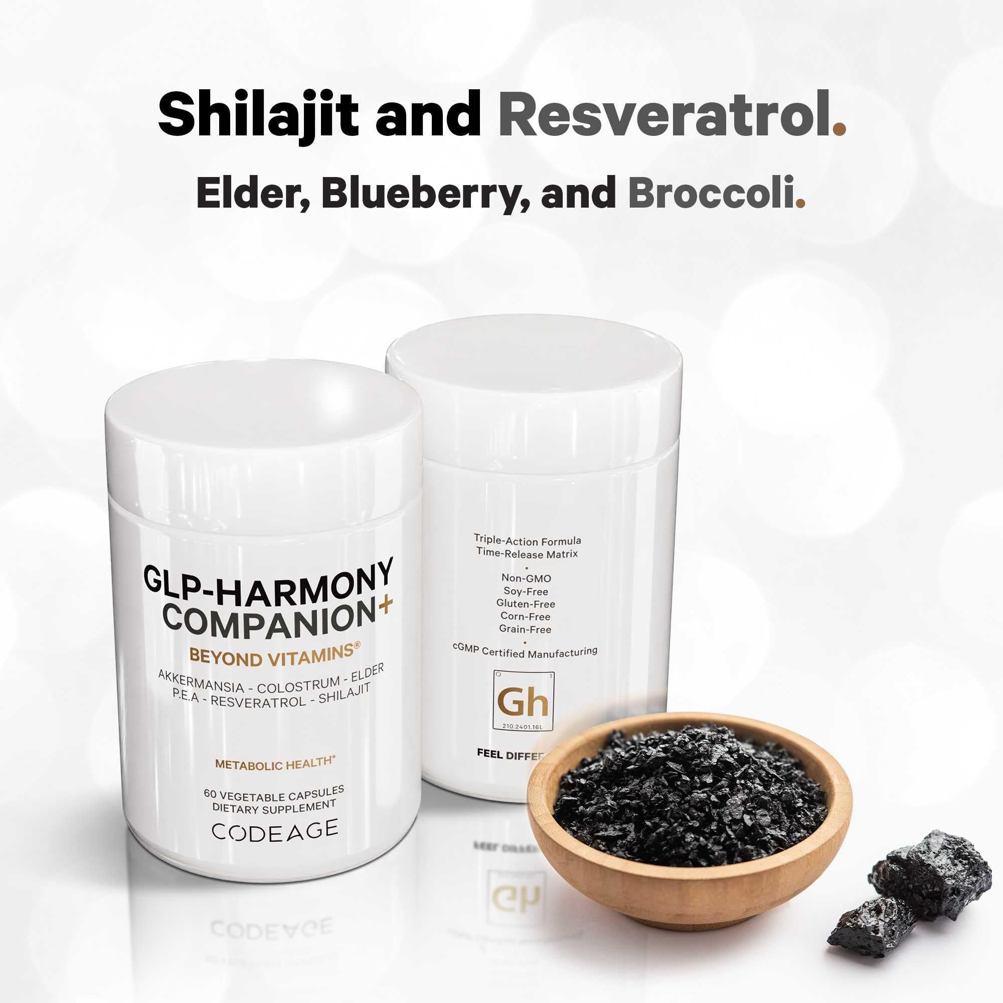 Codeage GLP-Harmony Companion+ liposome delivery concept icon suggests enhanced absorption.