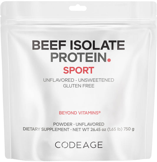 Codeage grass-fed beef isolate powder bag for high-protein shakes