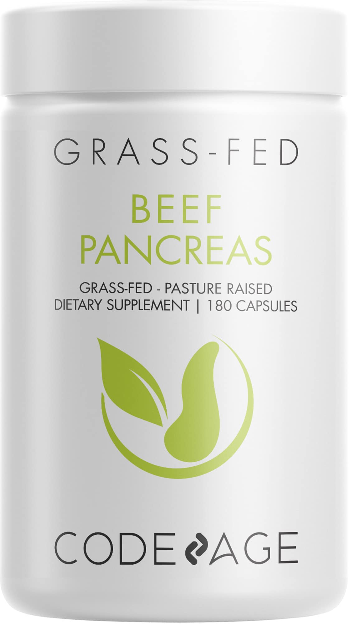 Codeage Grass-Fed Beef Pancreas bottle front for daily enzyme support.
