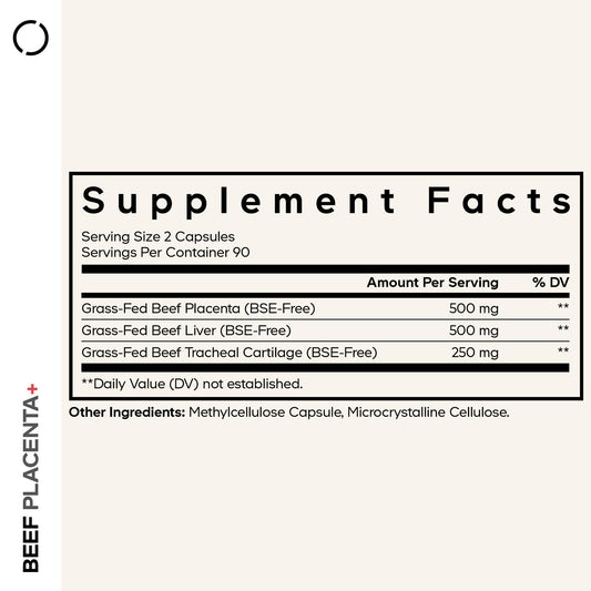 Codeage Grass-Fed Beef Placenta capsules for daily wellness.