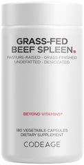 Codeage grass-fed beef spleen powder close-up, supports daily energy and vitality