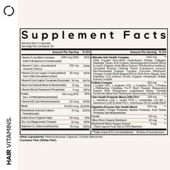 Codeage Hair Vitamins bottle label with complete nutrient breakdown