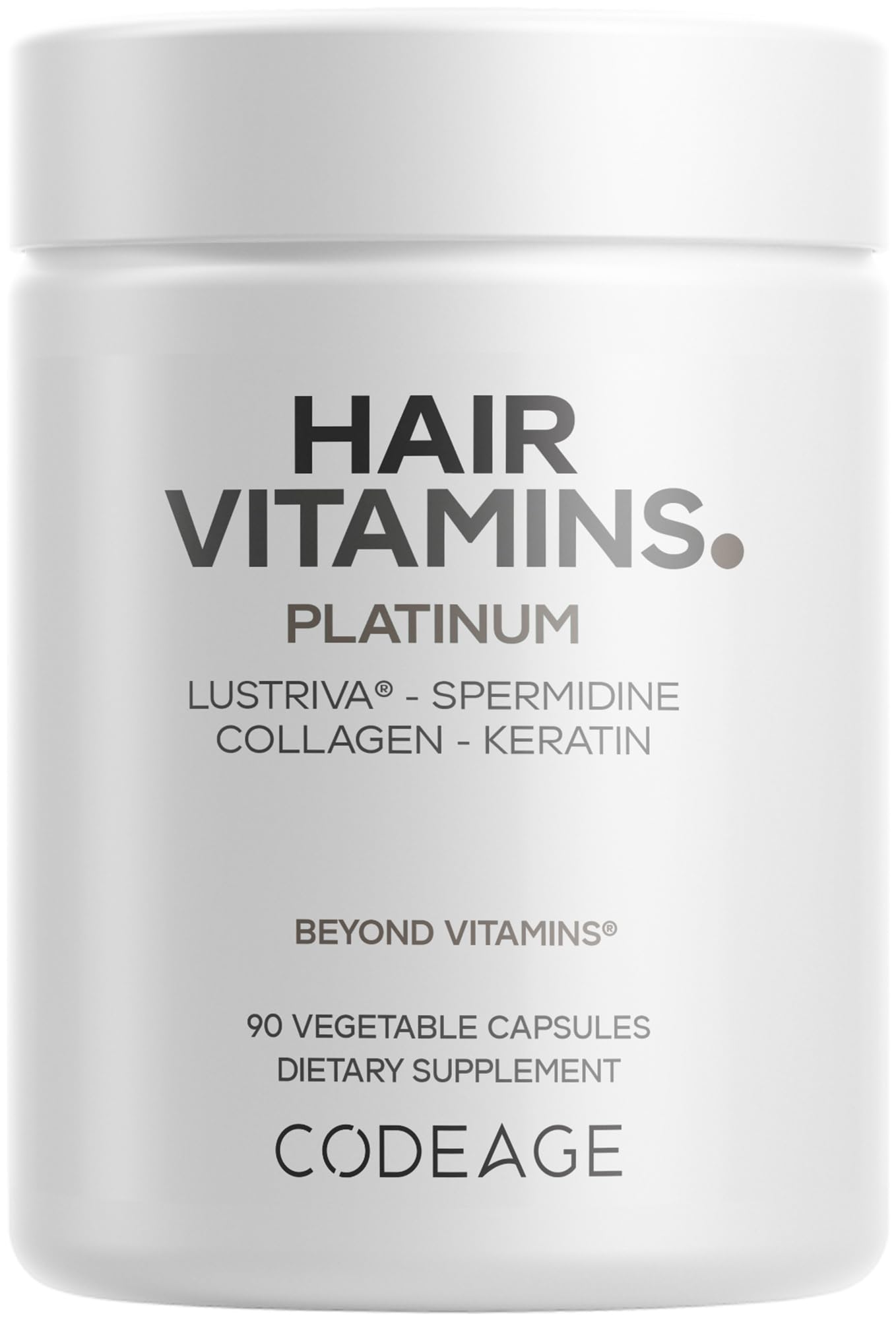 Codeage Hair Vitamins Platinum bottle front for daily hair health support