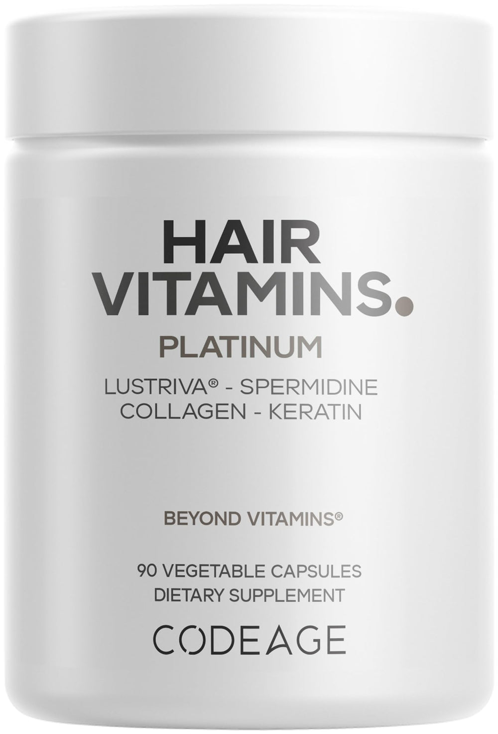 Codeage Hair Vitamins Platinum bottle front for daily hair health support