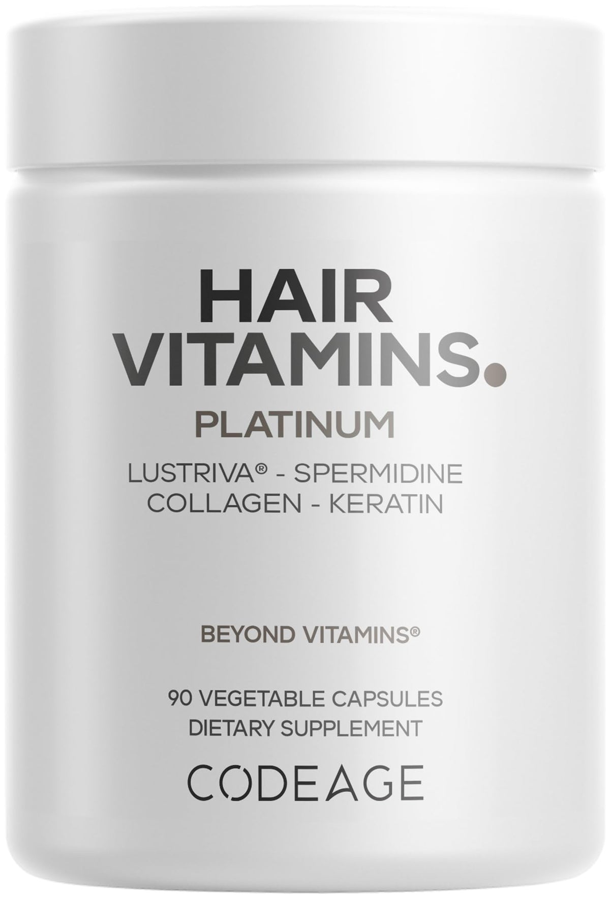 Codeage Hair Vitamins Platinum bottle front for daily hair health support