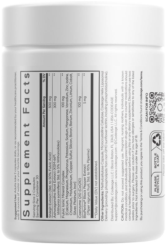Codeage KSM-66 Ashwagandha root extract emphasizing balanced energy and focus