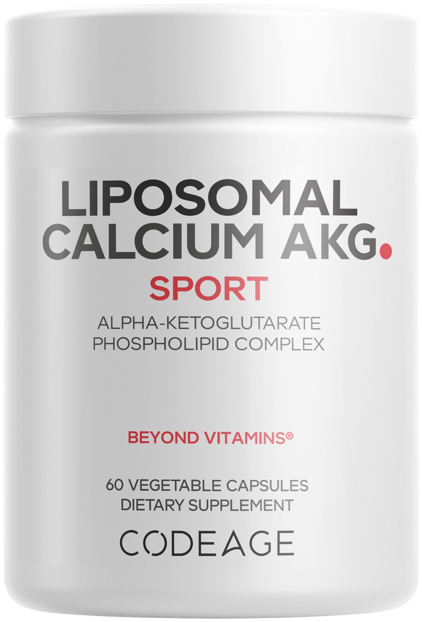 Codeage Liposomal Calcium AKG bottle featuring 60 capsules for ongoing daily support.