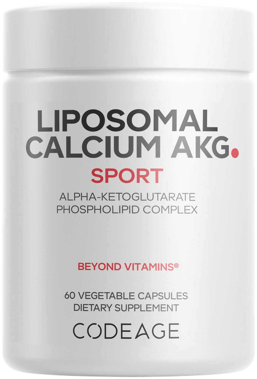 Codeage Liposomal Calcium AKG bottle featuring 60 capsules for ongoing daily support.