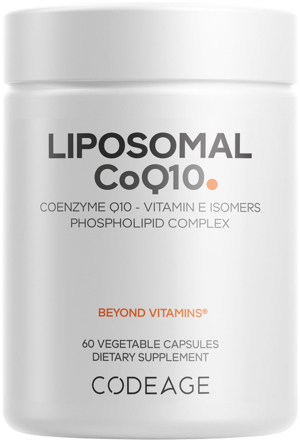 Codeage Liposomal CoQ10 bottle with capsules for convenient daily use