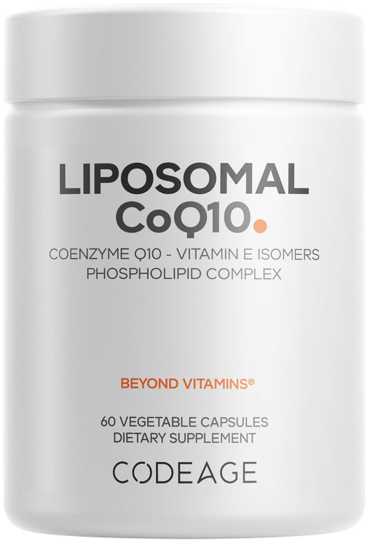 Codeage Liposomal CoQ10 bottle with capsules for convenient daily use