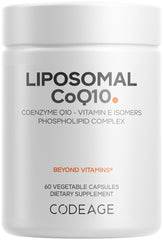 Codeage Liposomal CoQ10 bottle with capsules for convenient daily use