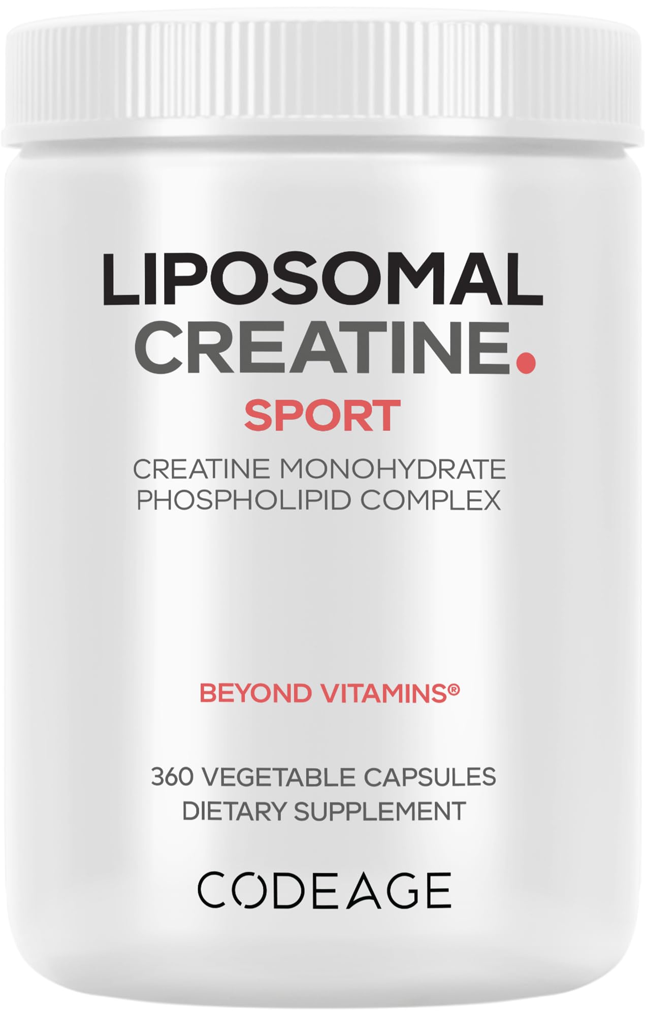 Codeage Liposomal Creatine Monohydrate bottle front view showing high-potency formula for athletes