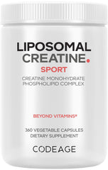 Codeage Liposomal Creatine Monohydrate bottle front view showing high-potency formula for athletes