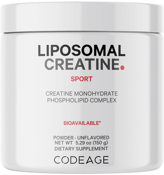 Codeage Liposomal Creatine powder bottle front for easy pre-workout support.