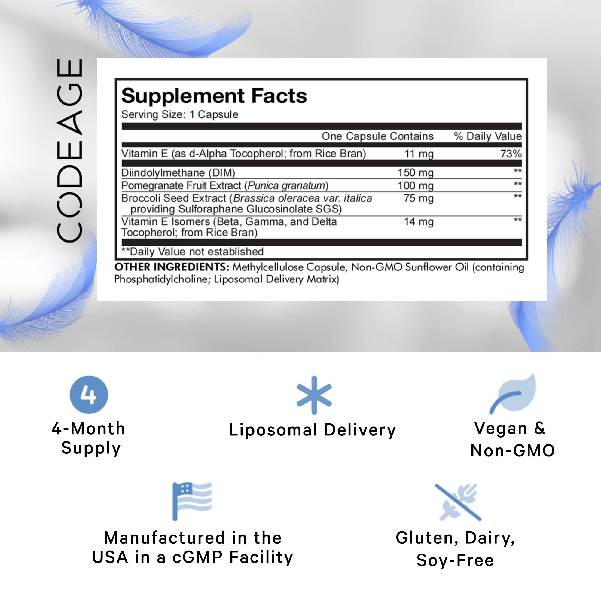 Close-up of capsules showing uniform color, emphasizing liposomal delivery for purity and easy daily use.