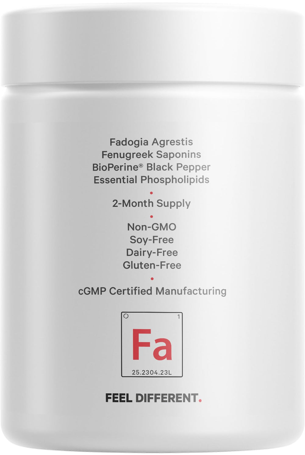 Codeage Liposomal Fadogia Agrestis label shows Fenugreek and Bioperine.