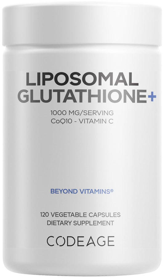 Codeage Liposomal Glutathione+ bottle showing daily antioxidant support