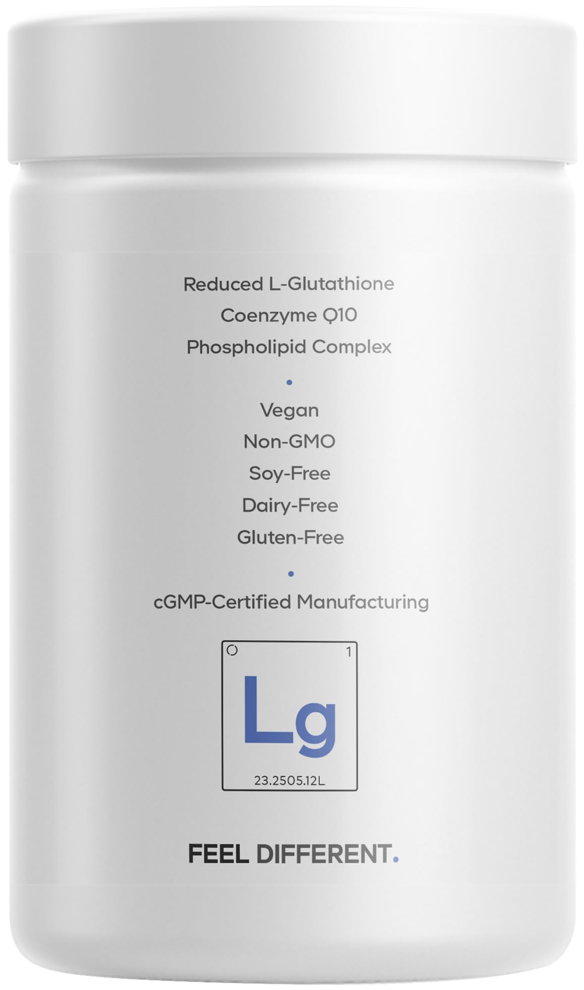 Codeage Liposomal Glutathione+ coQ10 and vitamin C icons highlight added antioxidant support