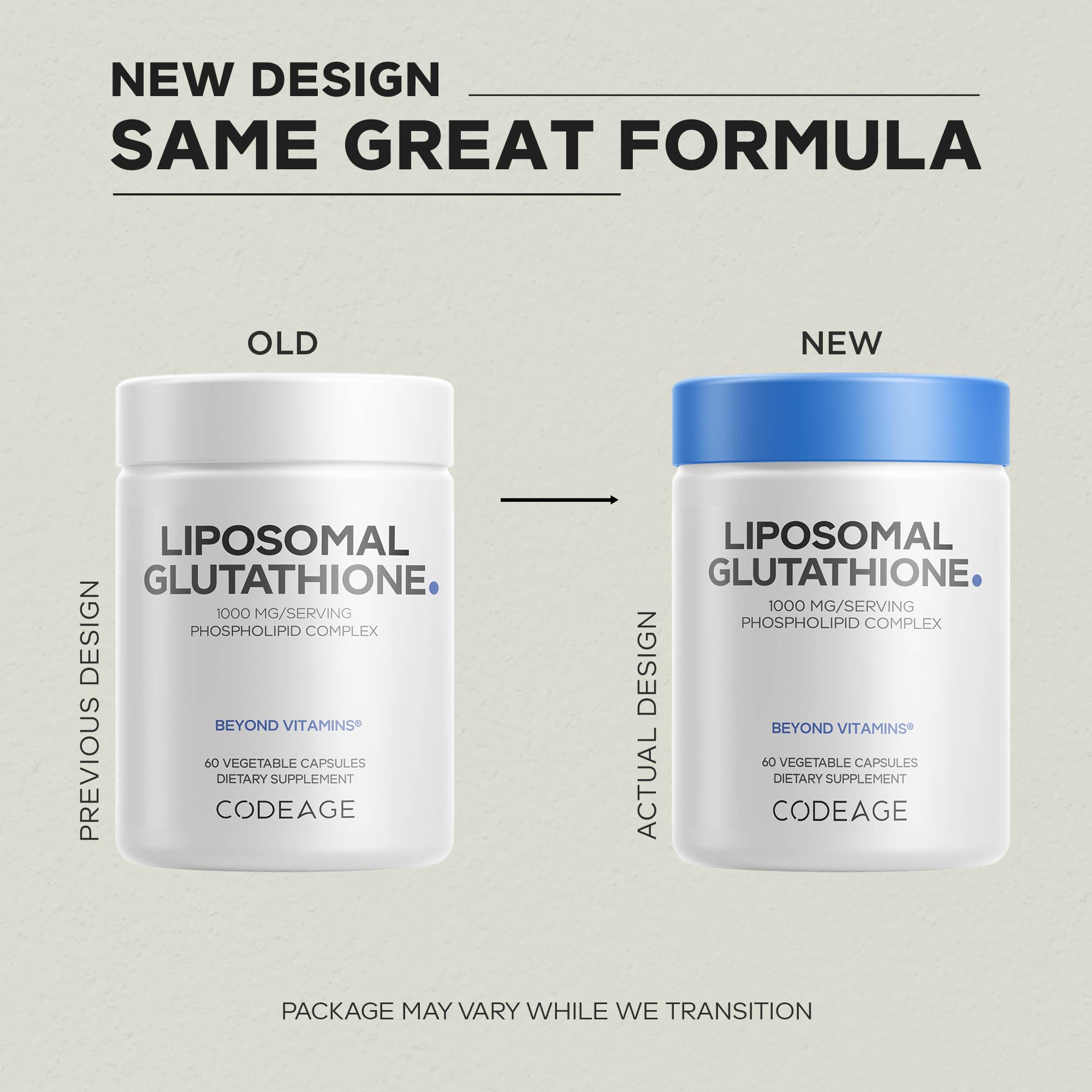 Codeage Liposomal Glutathione ingredients show vegan, gluten-free formula for diverse diets.