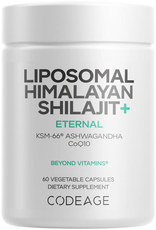 Codeage liposomal Himalayan Shilajit capsules in bottle for enhanced nutrient delivery