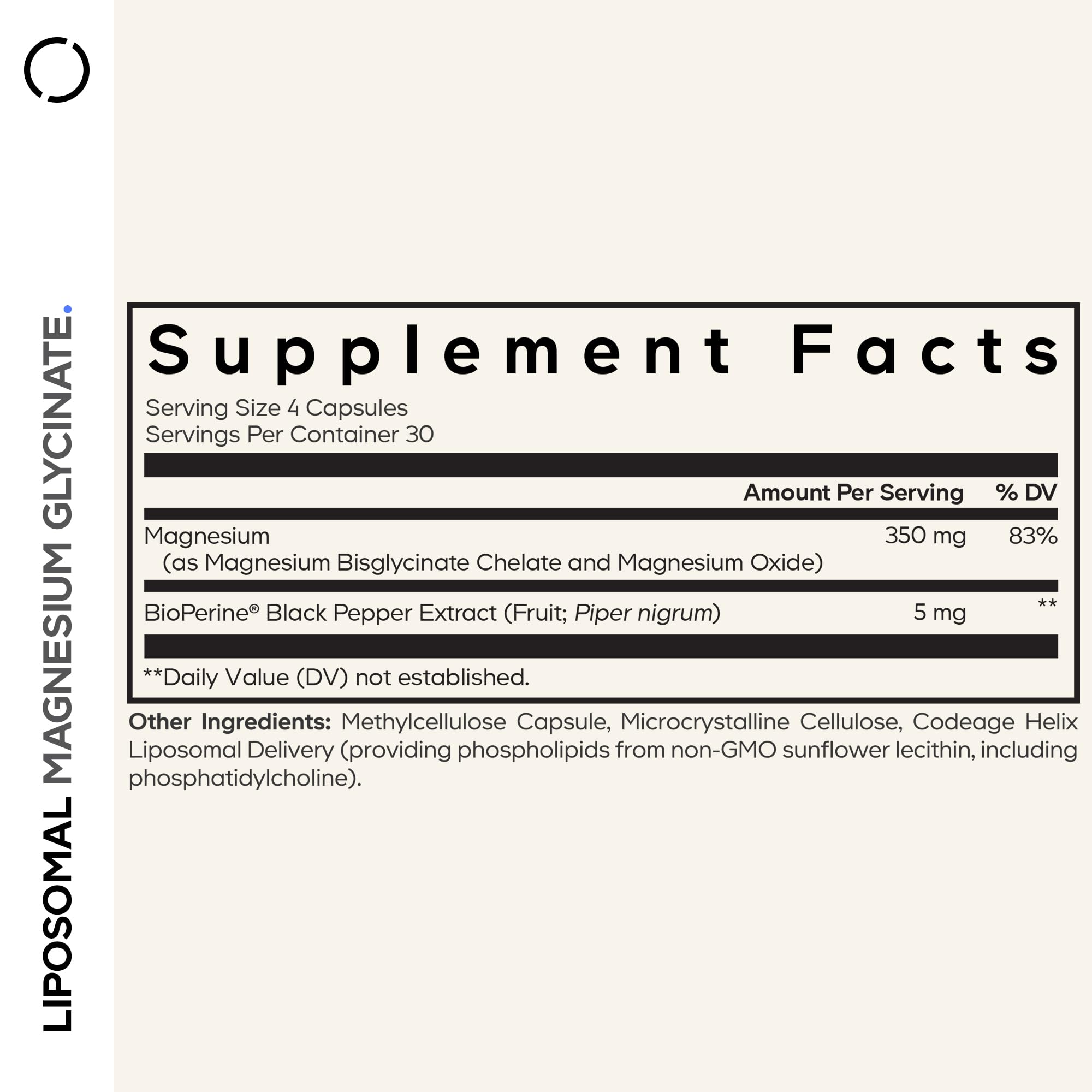 Codeage magnesium glycinate capsules close-up emphasizes vegan and gluten-free formula.