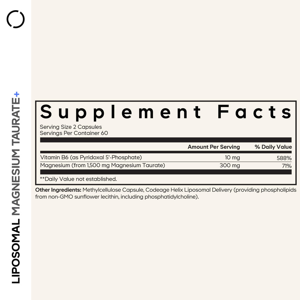 Codeage Liposomal Magnesium Taurate capsules close-up for easy daily use