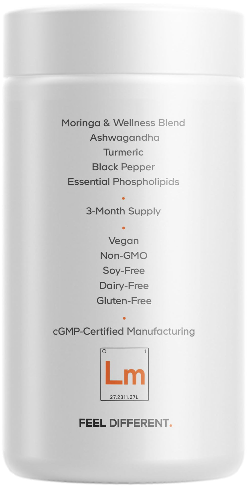 Codeage Liposomal Moringa+ vegan non-gmo label for plant-based nutrition
