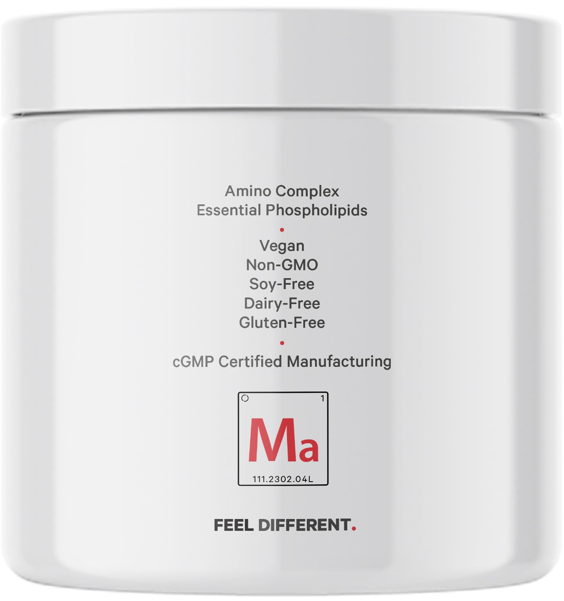 Codeage Liposomal Multi Amino vegan non-GMO label indicates dairy-free and gluten-free