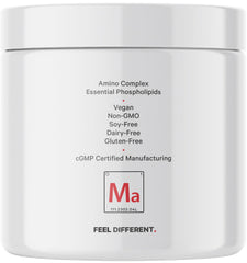 Codeage Liposomal Multi Amino vegan non-GMO label indicates dairy-free and gluten-free