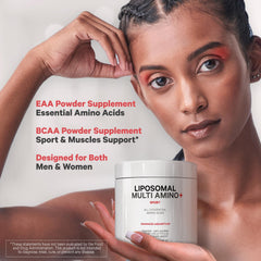 Codeage Liposomal Multi Amino vegan non-GMO bottle communicates clean ingredients