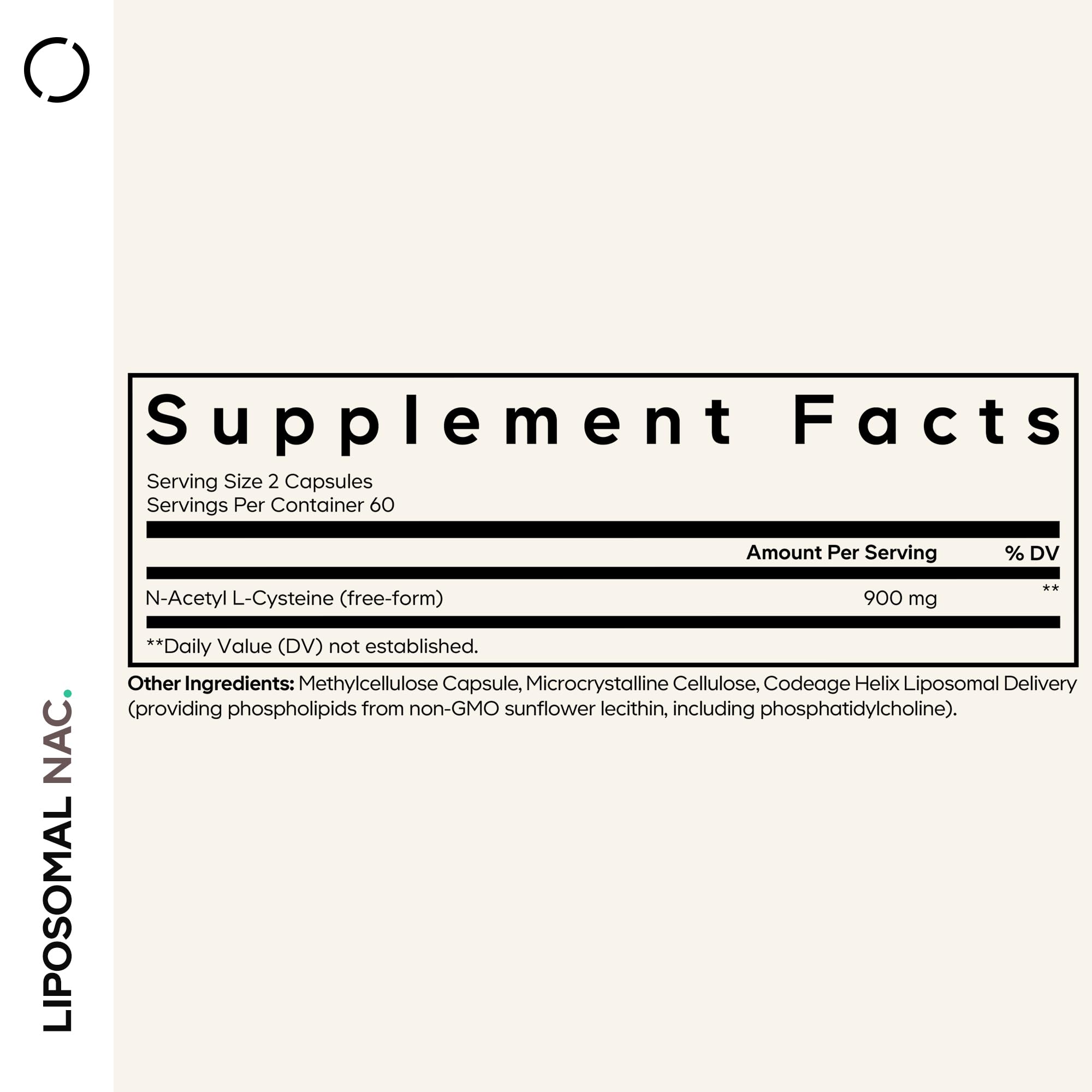Codeage Liposomal NAC capsules close-up highlighting free-form NAC benefits.