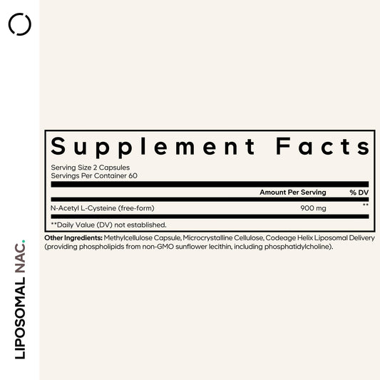 Codeage Liposomal NAC capsules close-up highlighting free-form NAC benefits.