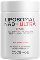 Codeage Liposomal NAD+ Ultra bottle front shows energy-support NAD+ formula.