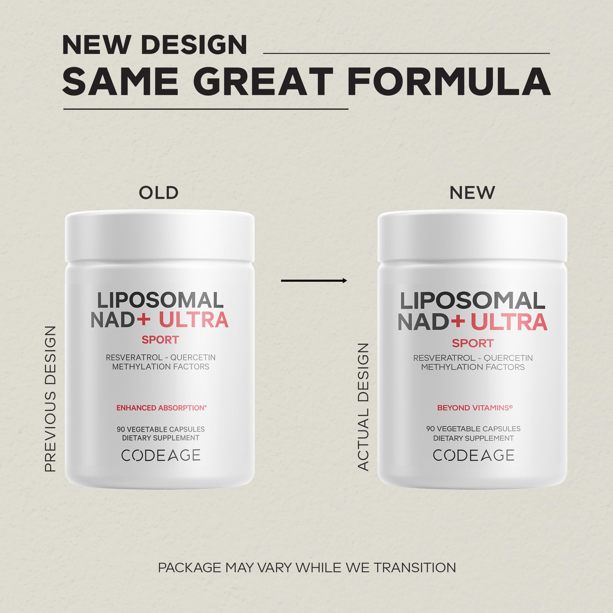 Codeage Liposomal NAD+ Ultra capsules in hand indicate daily NAD+ support.