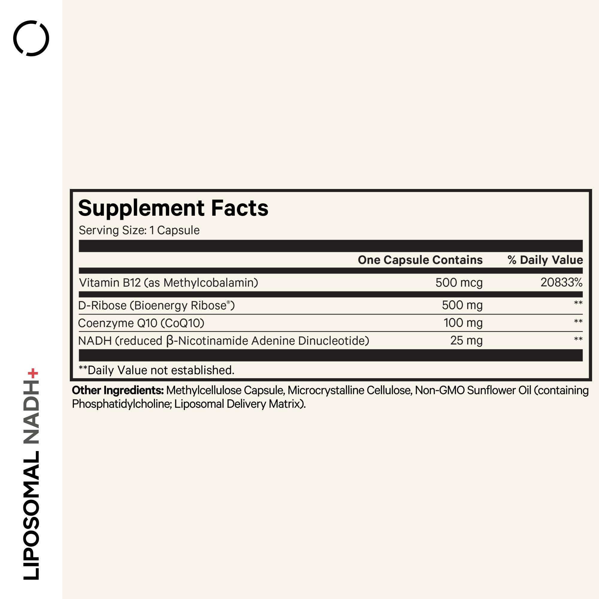 Codeage Liposomal NADH+ capsules close-up for easy daily supplementation.