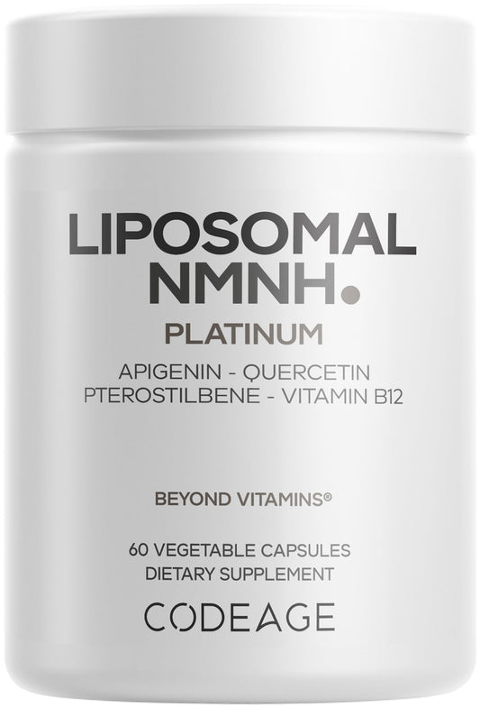 Codeage Liposomal NMNH Platinum bottle with NMNH capsules for potential NAD+ pathway support