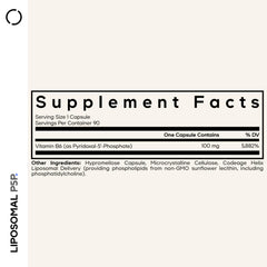 Codeage Liposomal P5P capsule close-up highlights 100 mg P5P per serving.