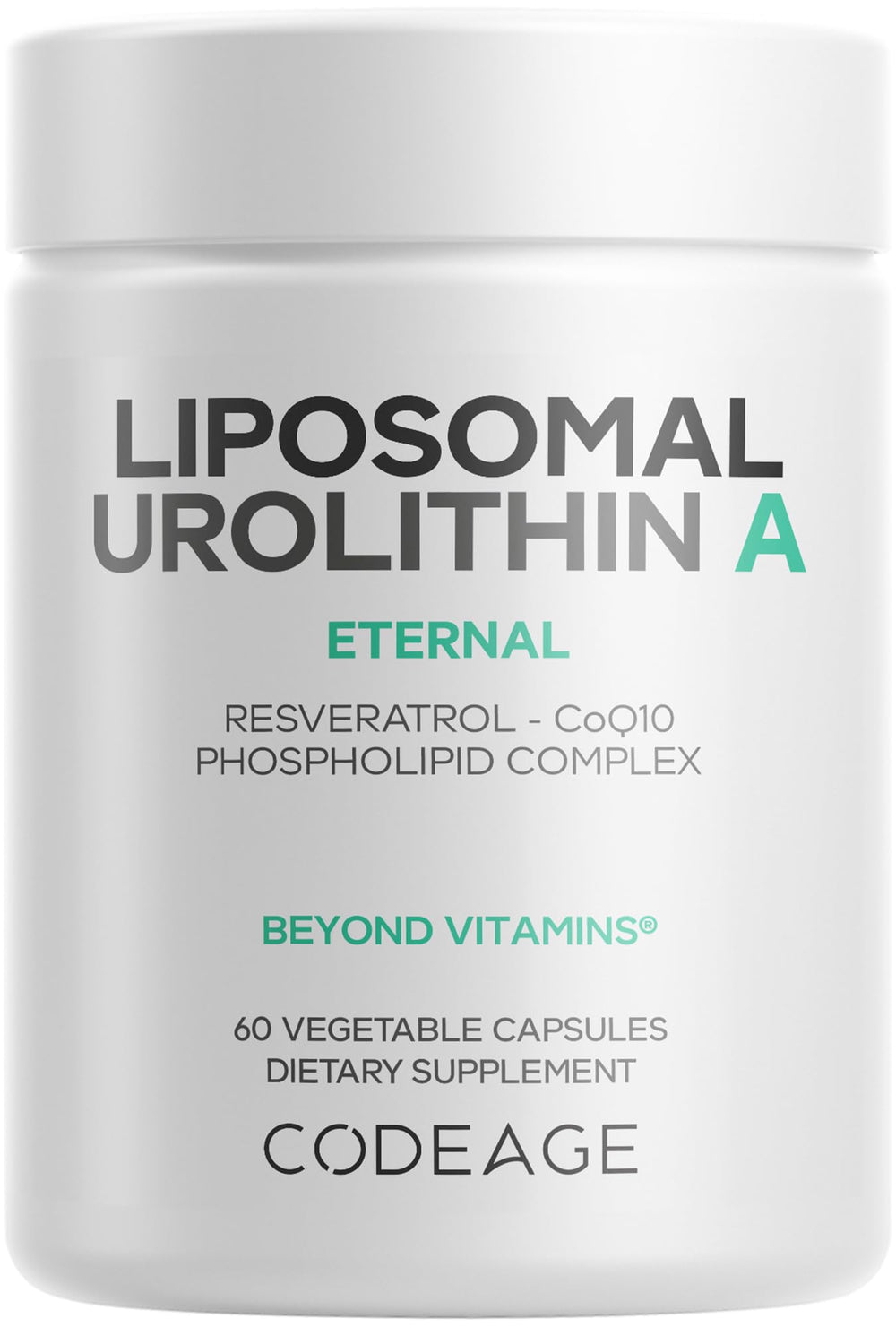 Codeage Liposomal Urolithin A bottle front view with month-long supply