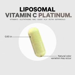 Two-month supply indicator with Codeage Liposomal Vitamin C+ Platinum bottle.