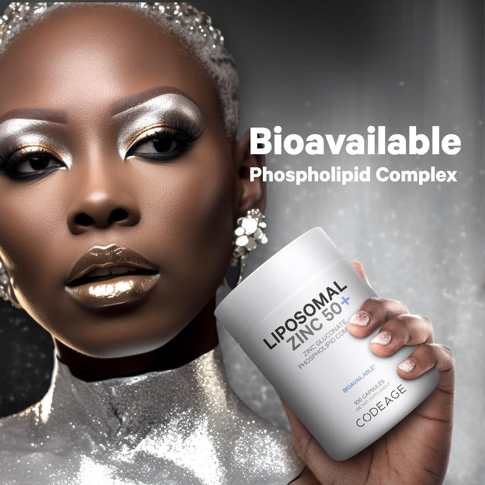 Codeage Liposomal Zinc gluten-free and soy-free certification on label.