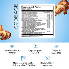 Codeage Lungs bottle label highlights ingredients and non-GMO claim.