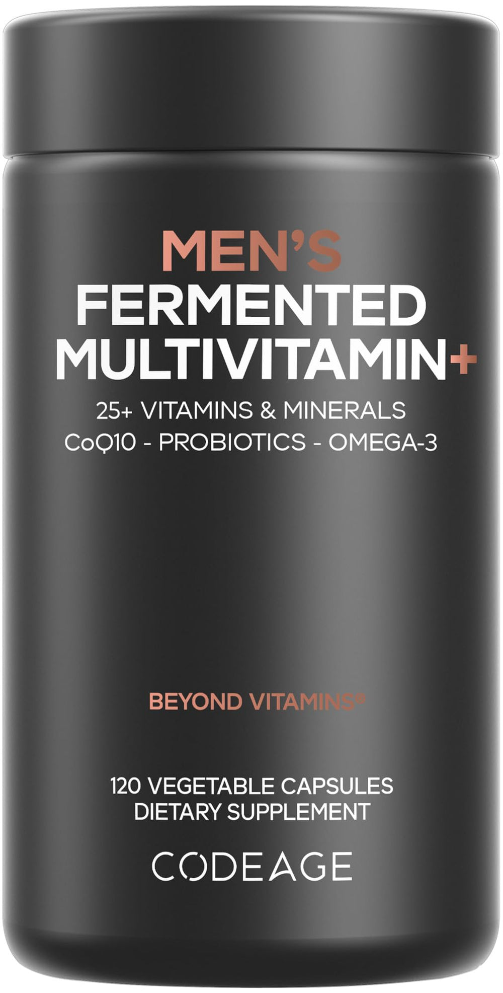 Codeage Men's Daily Multivitamin bottle shows a complete daily formula for energy and wellness.