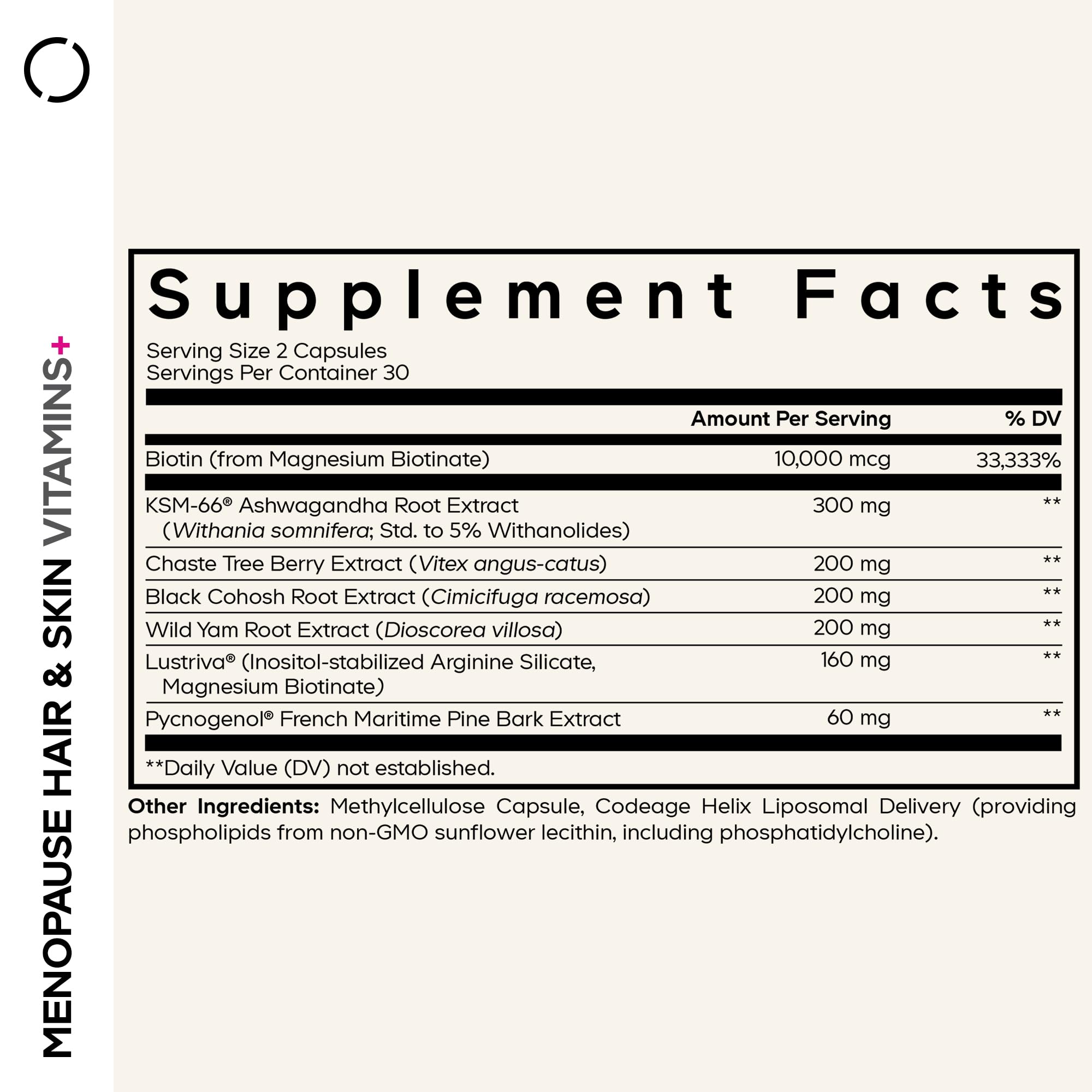 Codeage Menopause Hair & Skin capsules for convenient daily beauty support.