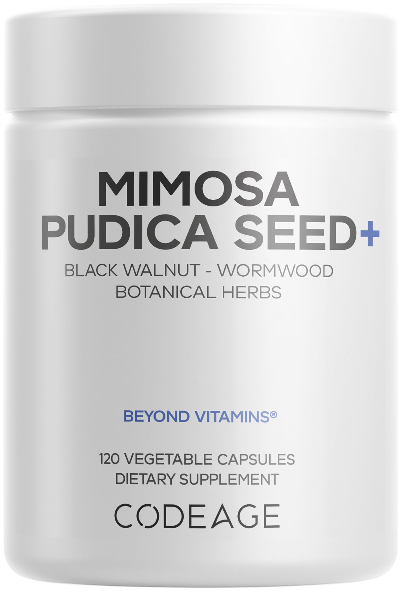 Codeage Mimosa Pudica Seed Capsules bottle shown for daily wellness.
