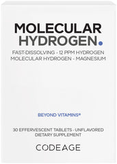 Codeage Molecular Hydrogen tablet dissolves quickly in water for daily hydration.
