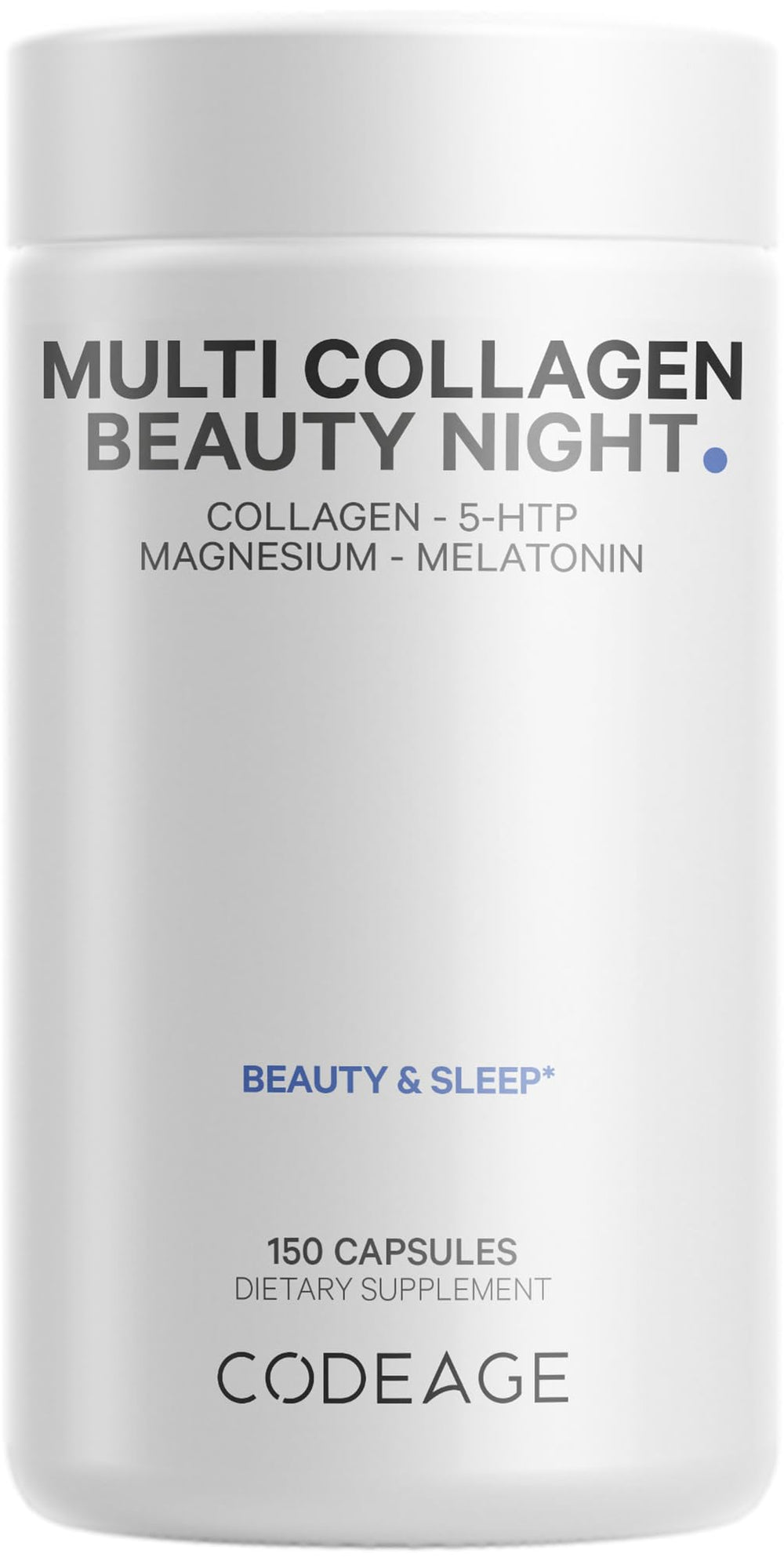 Codeage Multi Collagen Beauty Night bottle front for nightly routine.