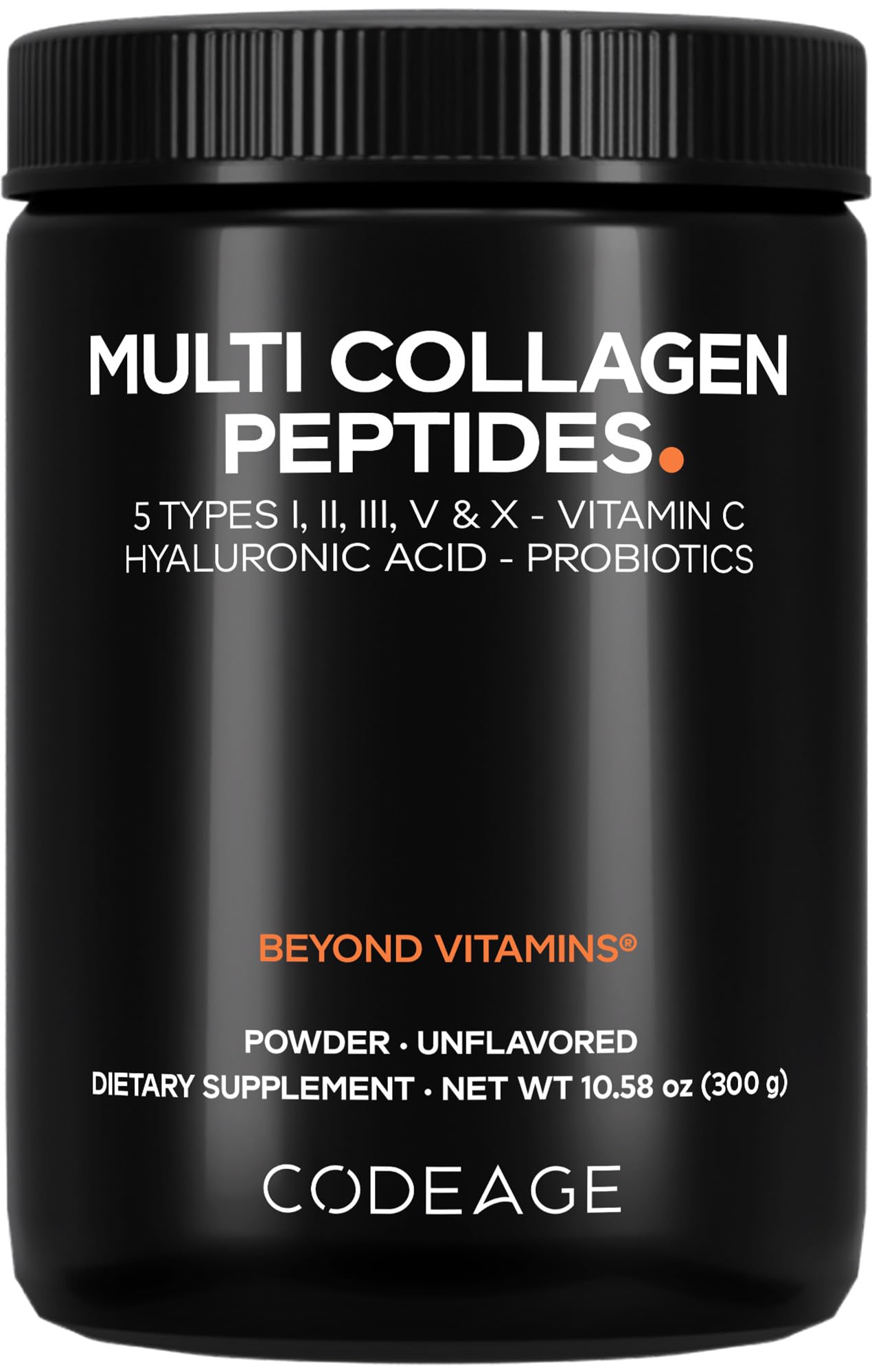 Codeage Multi Collagen Black Edition bottle on shelf for convenient daily routine.