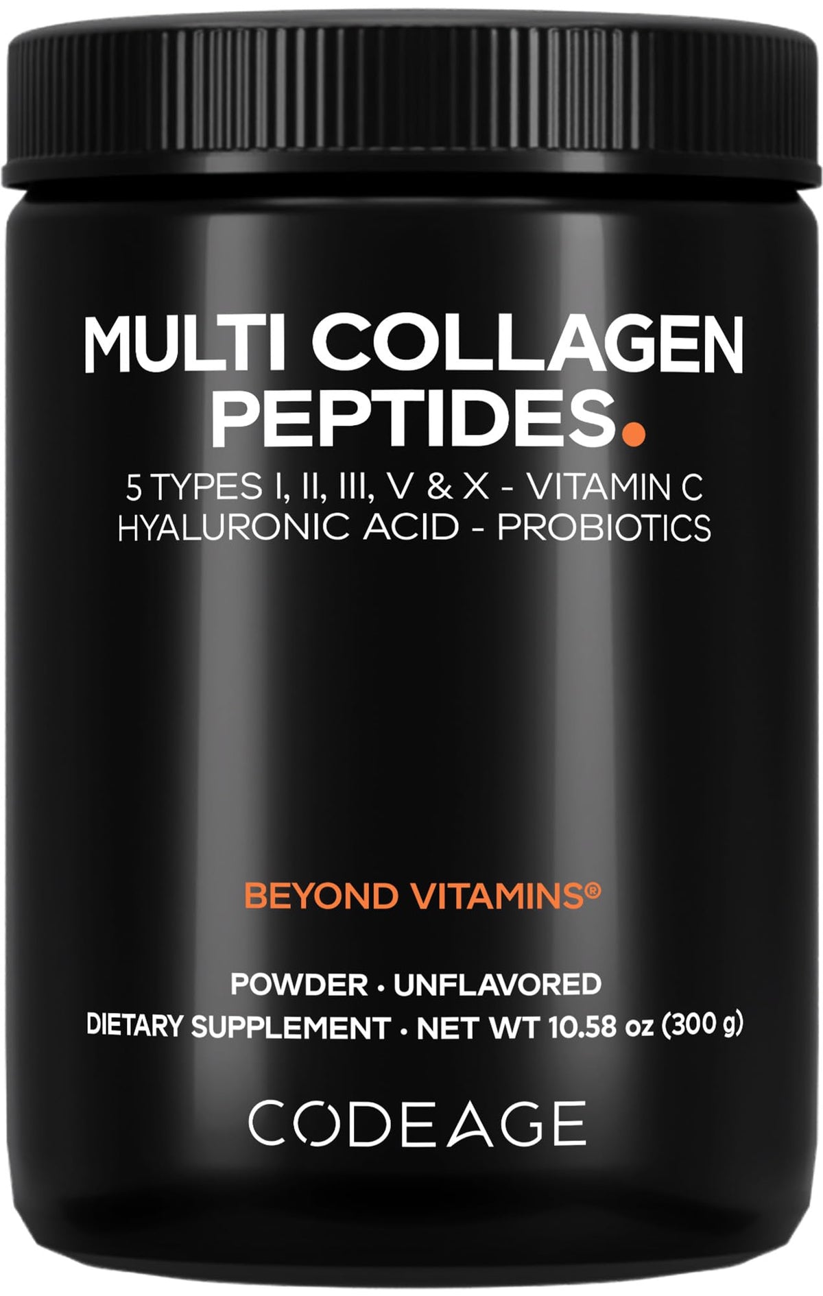 Codeage Multi Collagen Black Edition bottle on shelf for convenient daily routine.