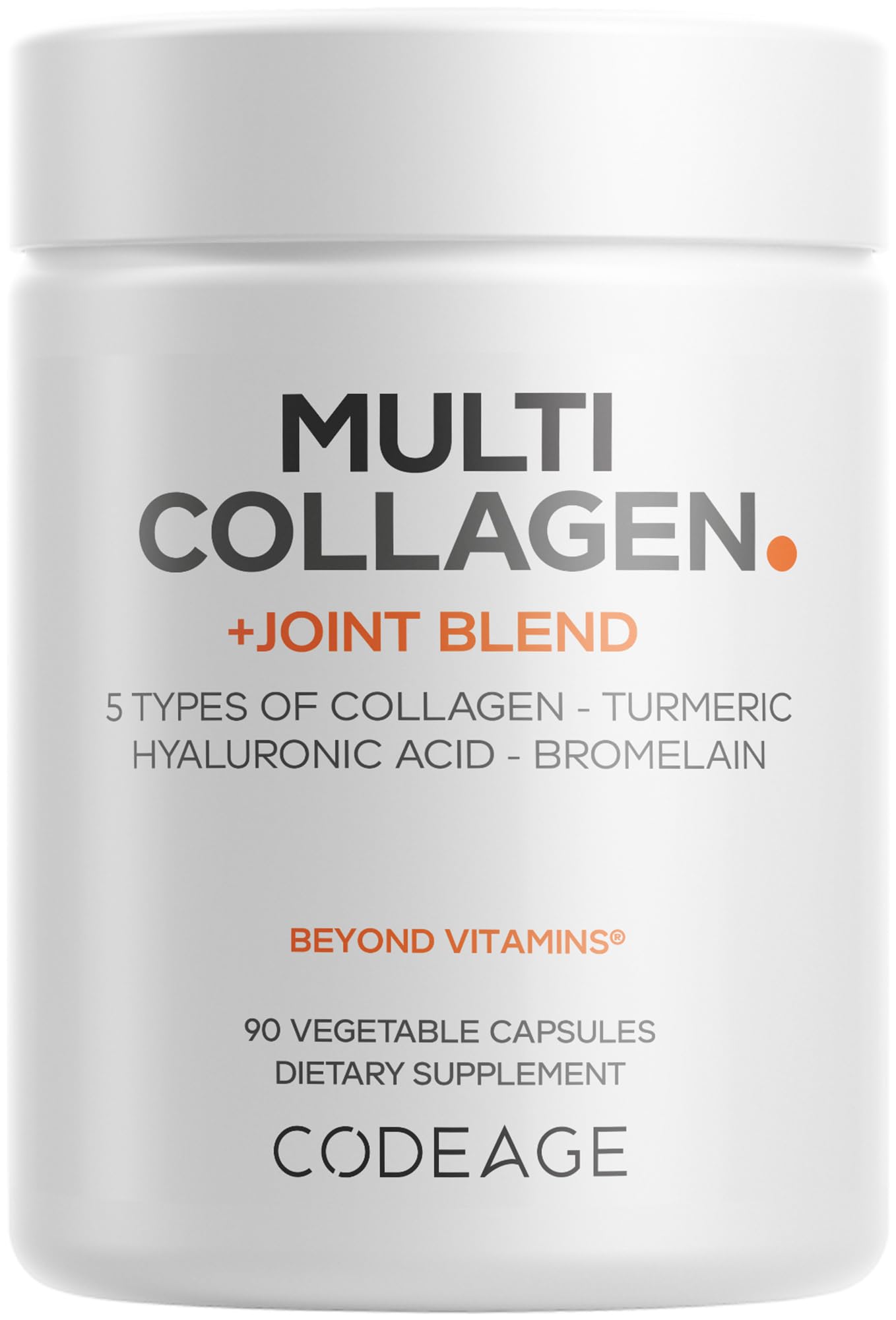 Codeage Multi Collagen bottle front view with joint blend capsules for daily support